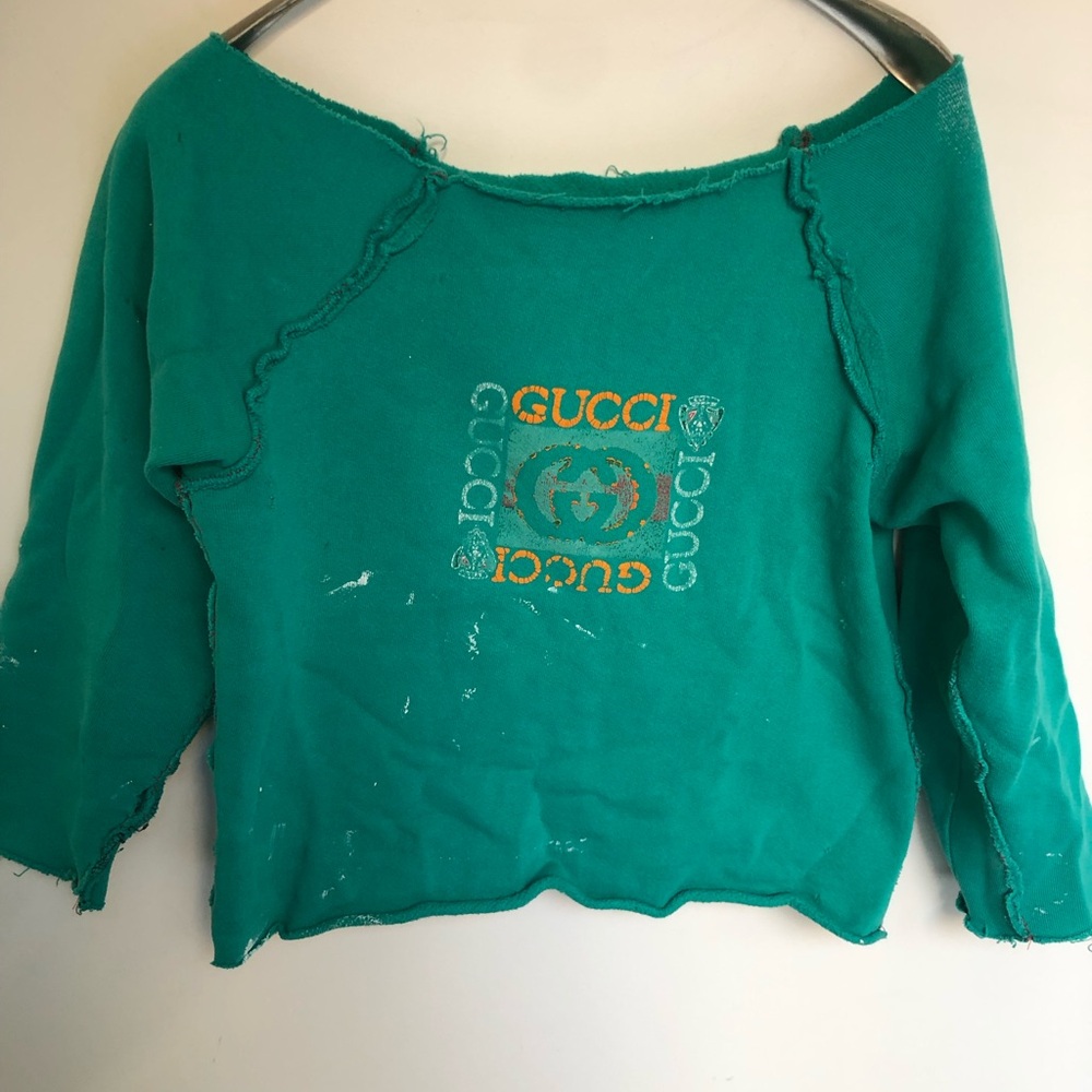 Repurposed Gucci off the shoulder sweatshirt size Small